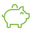 Green piggy bank icon.