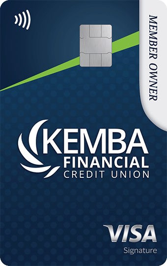 KEMBA Financial Credit Union Signature VISA credit card.